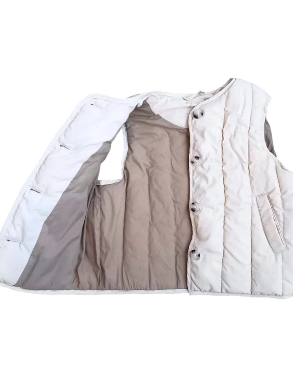 Zara Kids Puffer Vest Off-White - Quilted Sleeveless Jacket, Size 18-24 Months